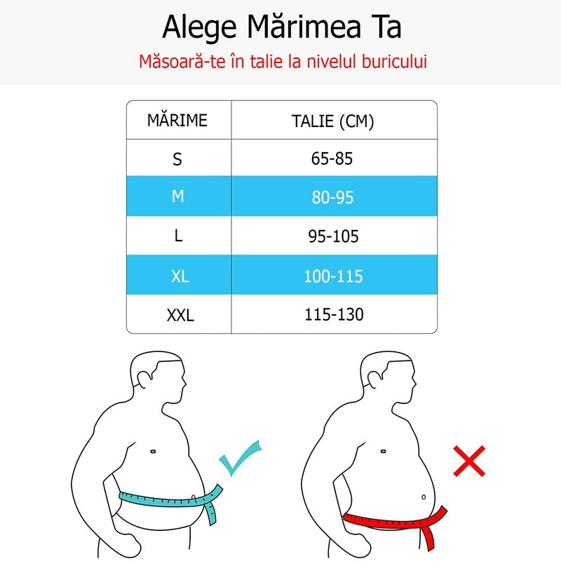 Pachet 2 centuri cu turmalina si magneti Better Posture Premium #19 - Tabel Marimi