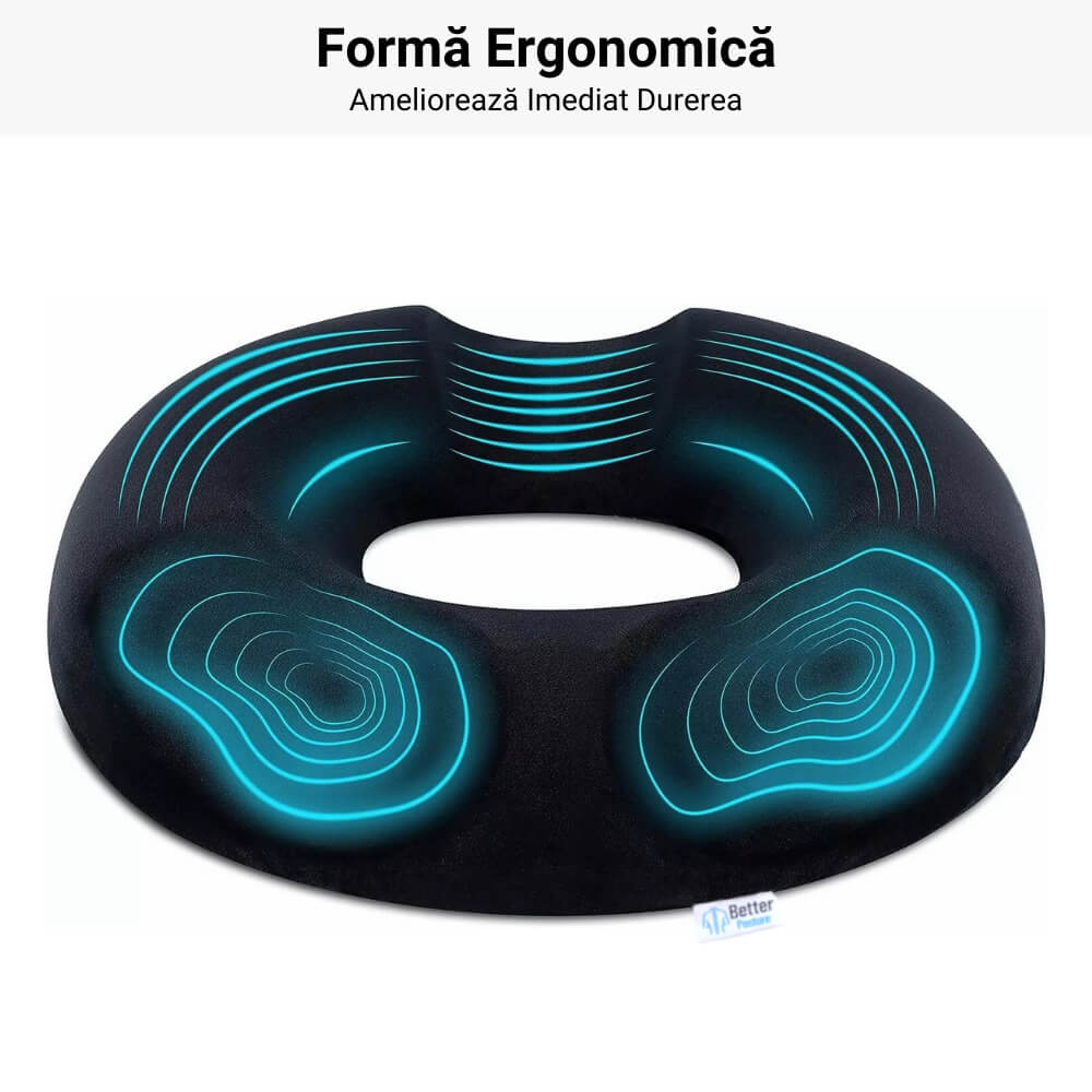 Perna ortopedica colac pentru hemoroizi, de sezut, din spuma cu memorie Better Posture Pro - Poza 2